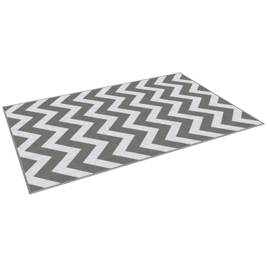 Outsunny Reversible Outdoor RV Rug, Patio Floor Mat, 4' x 6' Plastic Straw Rug for Backyard, Deck, Beach, Camping, Grey & White