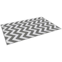 Outsunny Reversible Outdoor RV Rug, Patio Floor Mat, 4' x 6' Plastic Straw Rug for Backyard, Deck, Beach, Camping, Grey & White