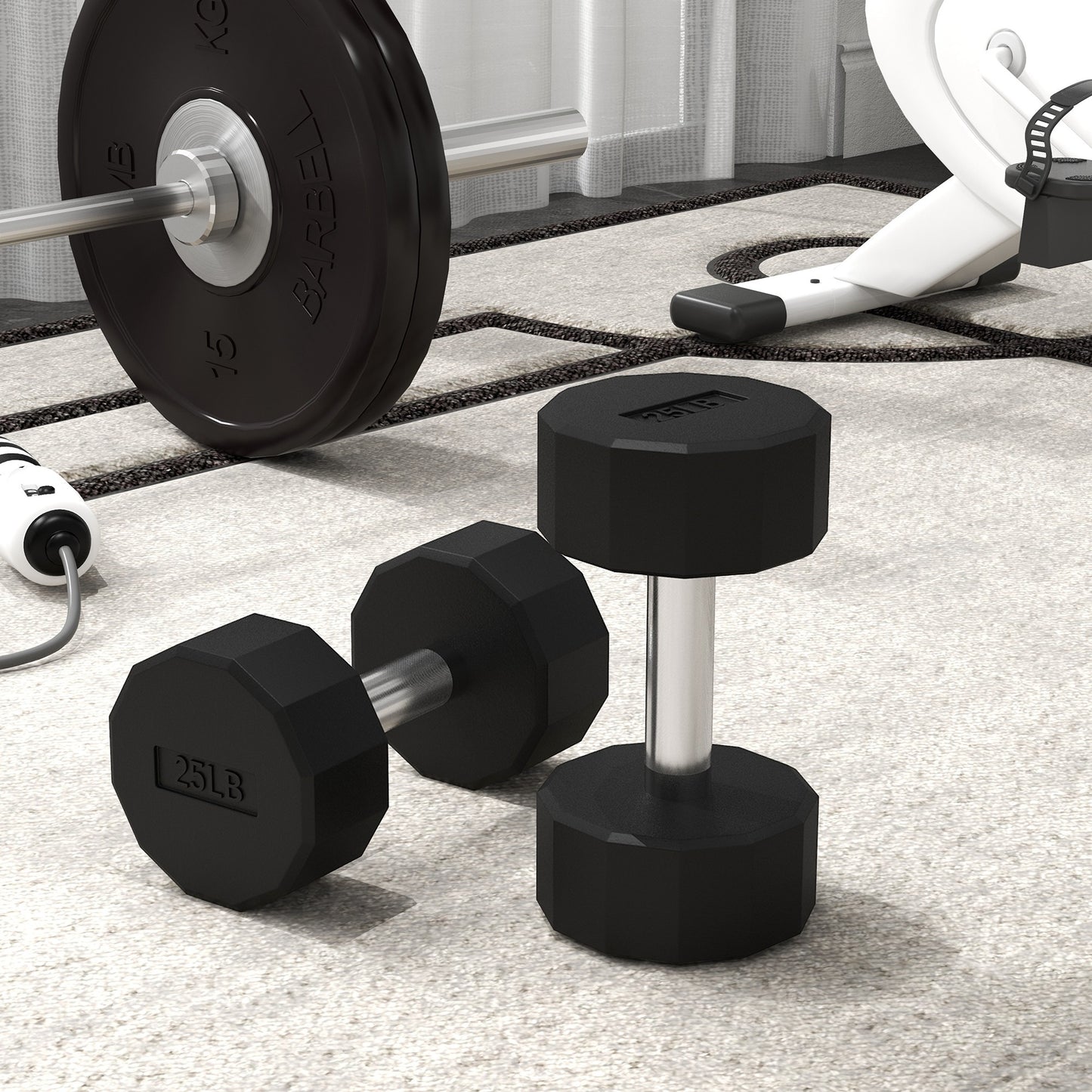 Soozier 2 x 15lbs Dumbbells Set with Non-Slip Grip, Rubber Covered Weights for Men Women Home Gym Workout