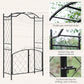 Outsunny 7FT Metal Garden Arch with Gate Climbing Planter Frame Backyard Decor for Vines Morning Glory Black