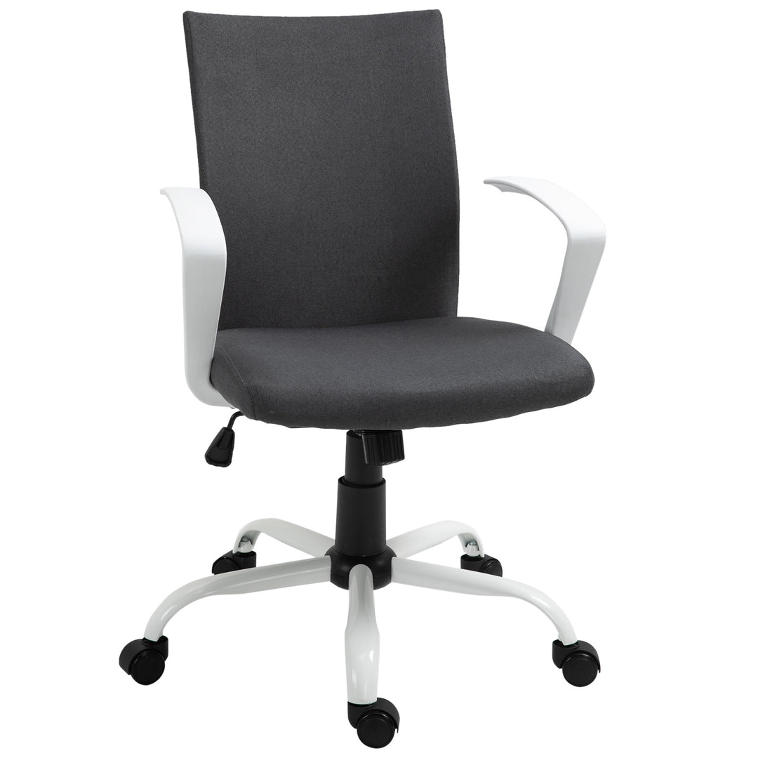 Vinsetto Linen Mid Back Office Chair With Tilt Function, Swivel Computer Chair, Charcoal Grey