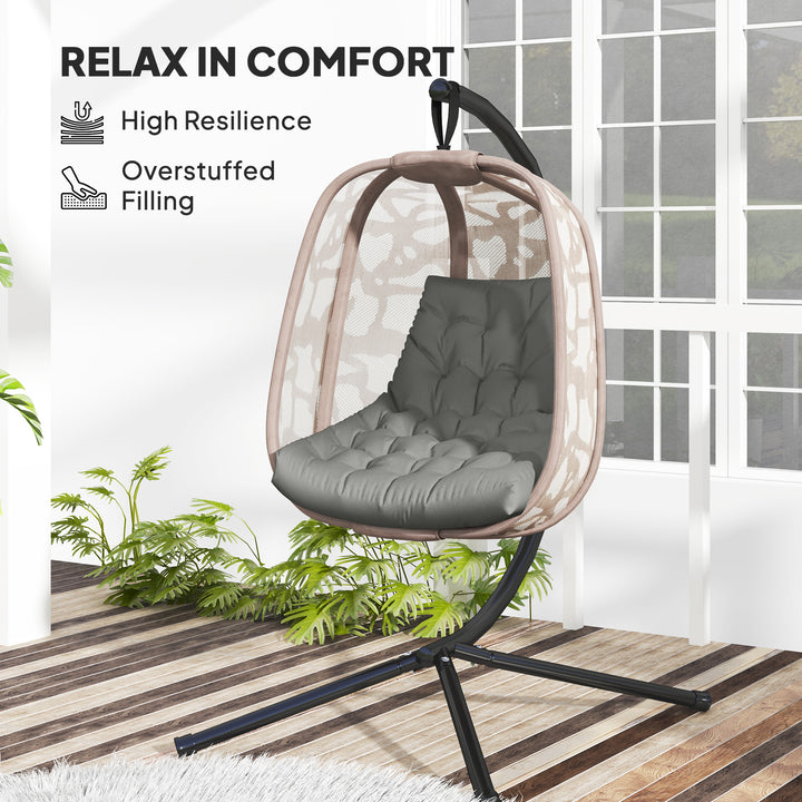 Outsunny Outdoor Swing Cushion, Tufted Patio Cushion Replacement for Garden Chair Egg Chair,  Indoor Outdoor Seat Cushion, Grey
