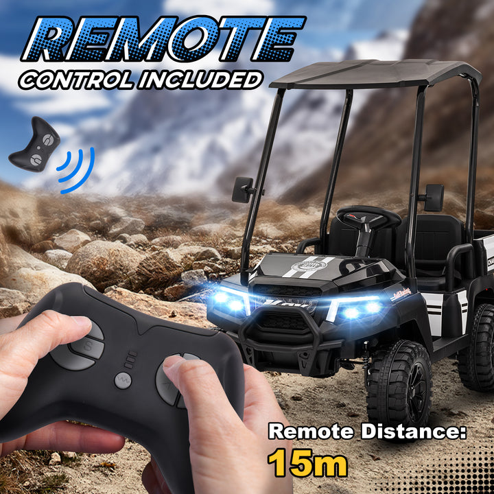 Qaba 24V 2 Seater Electric Car for Kids w/ Remote Control, 4 Wheels Spring Suspension, Soft Start, Storage, Sunshade, White