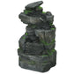 Outsunny 4-Tiered Outdoor Jar and Bowls Water Fountain with LED Lights, Adjustable Flow, 26.4-inch Resin Waterfall Fountain