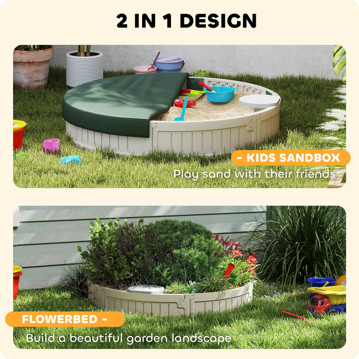 Outsunny Kids Outdoor Sandbox with Cover Waterproof Oxford Canopy, Bottom Fabric Liner, Children Playset for 3-12 years old, Backyard, Brown