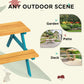 Outsunny Kids Outdoor Table Set Wooden Toddler Picnic Table and Benches for 4 Kids 3-8 Years, Easy Installation, Natural Wood