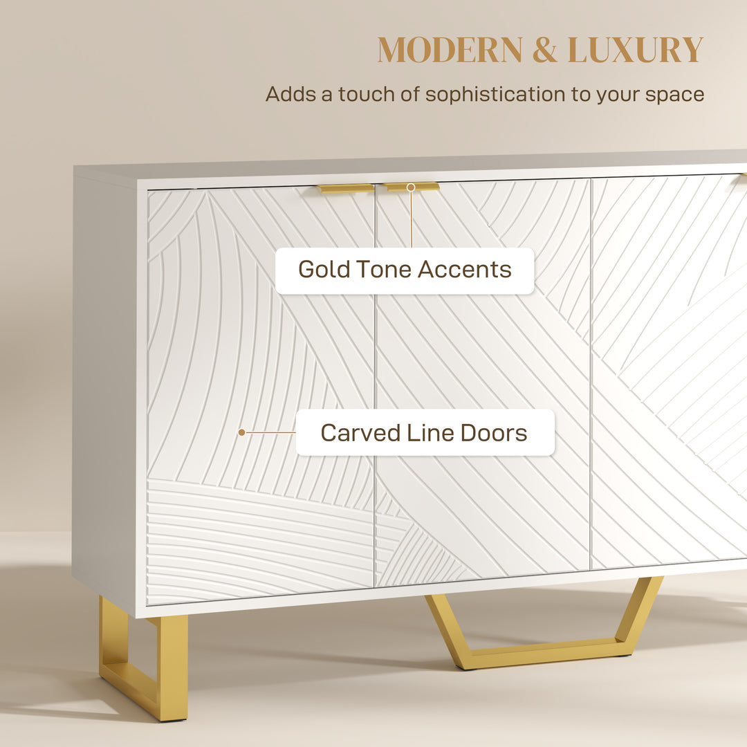 HOMCOM Sideboard Buffet Cabinet with Adjustable Shelves, Living Room Cabinet, TV Cabinet for 65 Inch TV, White