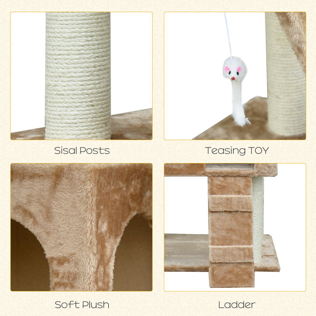 PawHut 71-Inch Cat Tree Furniture Pet Tower House with Scratch Post and Condo, Beige