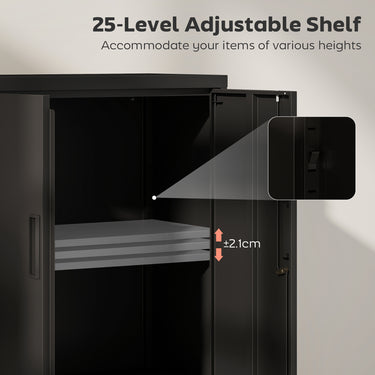 HOMCOM Lateral Filing Cabinet, Metal Storage Cabinet, Garage Cabinet with Double Locks, Adjustable Shelf and File Drawer, Black