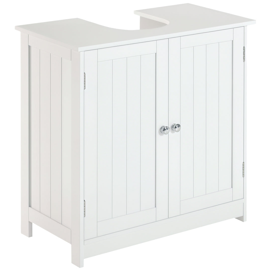 HOMCOM Under Sink Bathroom Cabinet with 2 Doors and Shelf, Pedestal Sink Bathroom Vanity Furniture, White