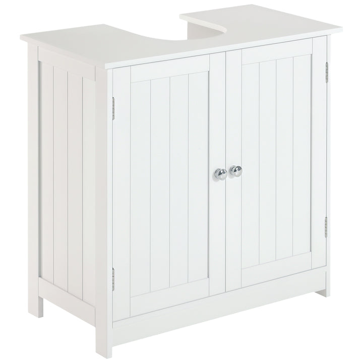 HOMCOM Under Sink Bathroom Cabinet with 2 Doors and Shelf, Pedestal Sink Bathroom Vanity Furniture, White