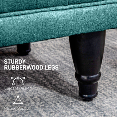 HOMCOM Storage Ottoman, Linen Fabric End of Bed Bench with Button Tufted Storage Bench for Bedroom, Green