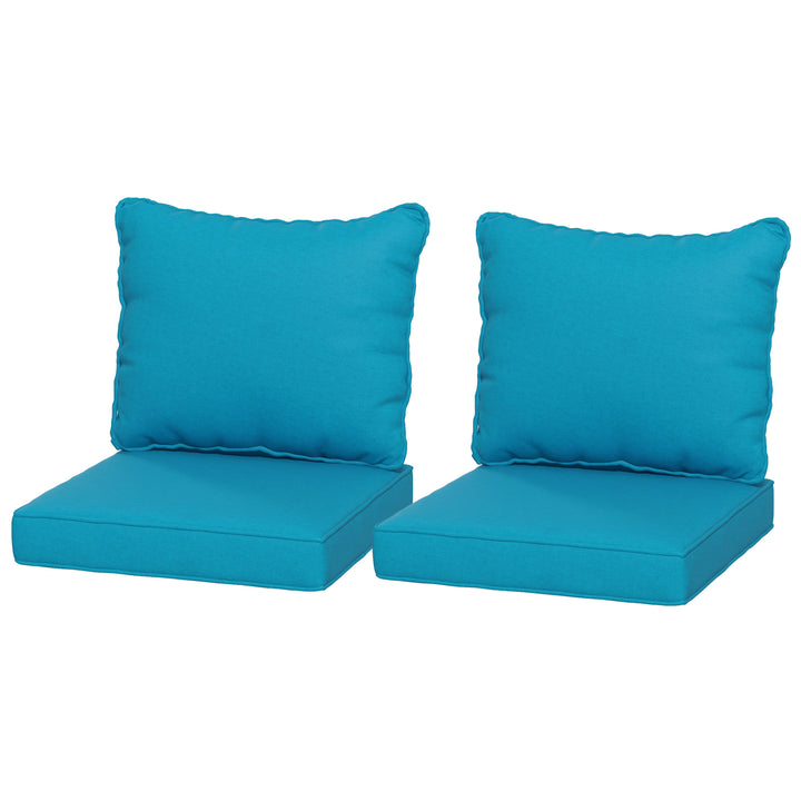 Outsunny 4-Piece Seat Cushion Pillows Replacement, Patio Chair Cushions Set with Back for Indoor Outdoor, Turquoise
