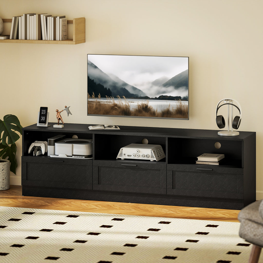HOMCOM TV Stand with Storage, Modern Entertainment Center with 3 Cabinets and 3 Open Shelves, for TVs up to 85", White
