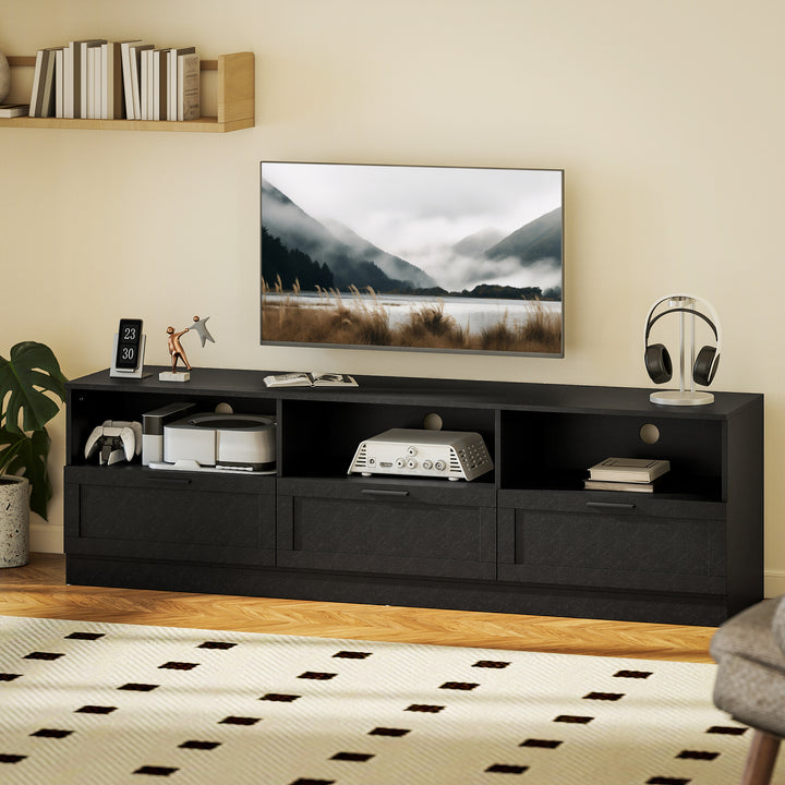 HOMCOM TV Stand with Storage, Modern Entertainment Center with 3 Cabinets and 3 Open Shelves, for TVs up to 85", White