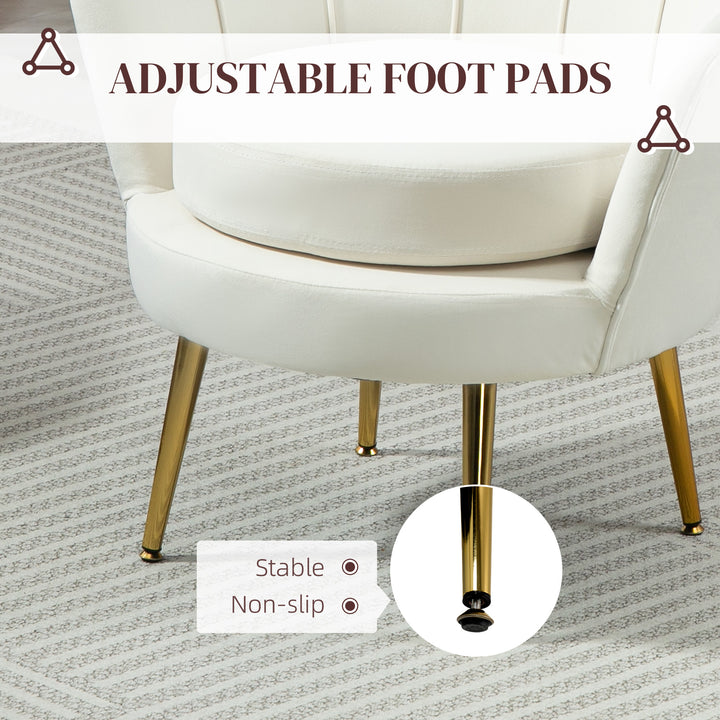 HOMCOM Modern Accent Chair, Velvet-Touch Fabric Leisure Club Chair with Gold Metal Legs for Bedroom, Yellow