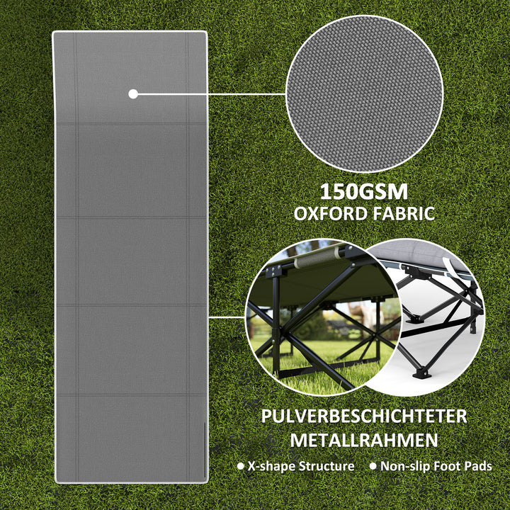 Outsunny 25.6" Wide Folding Bed, Camping Cot for Adults with Mattress, Carry Bag, Storage Pocket, Max Load 330 LBS, Light Grey