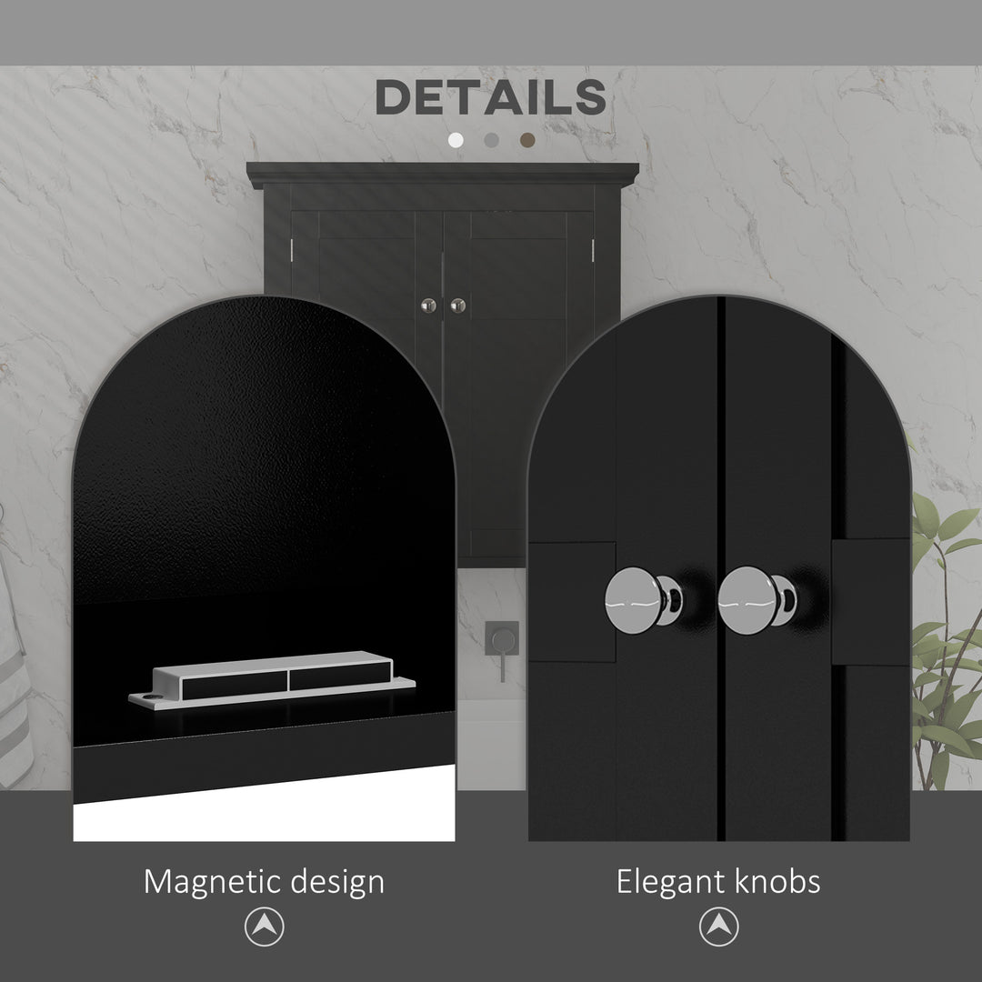 kleankin Bathroom Cabinet, Medicine Cabinet, Over Toilet Storage Cabinet with Adjustable Shelves for Entryway, Black