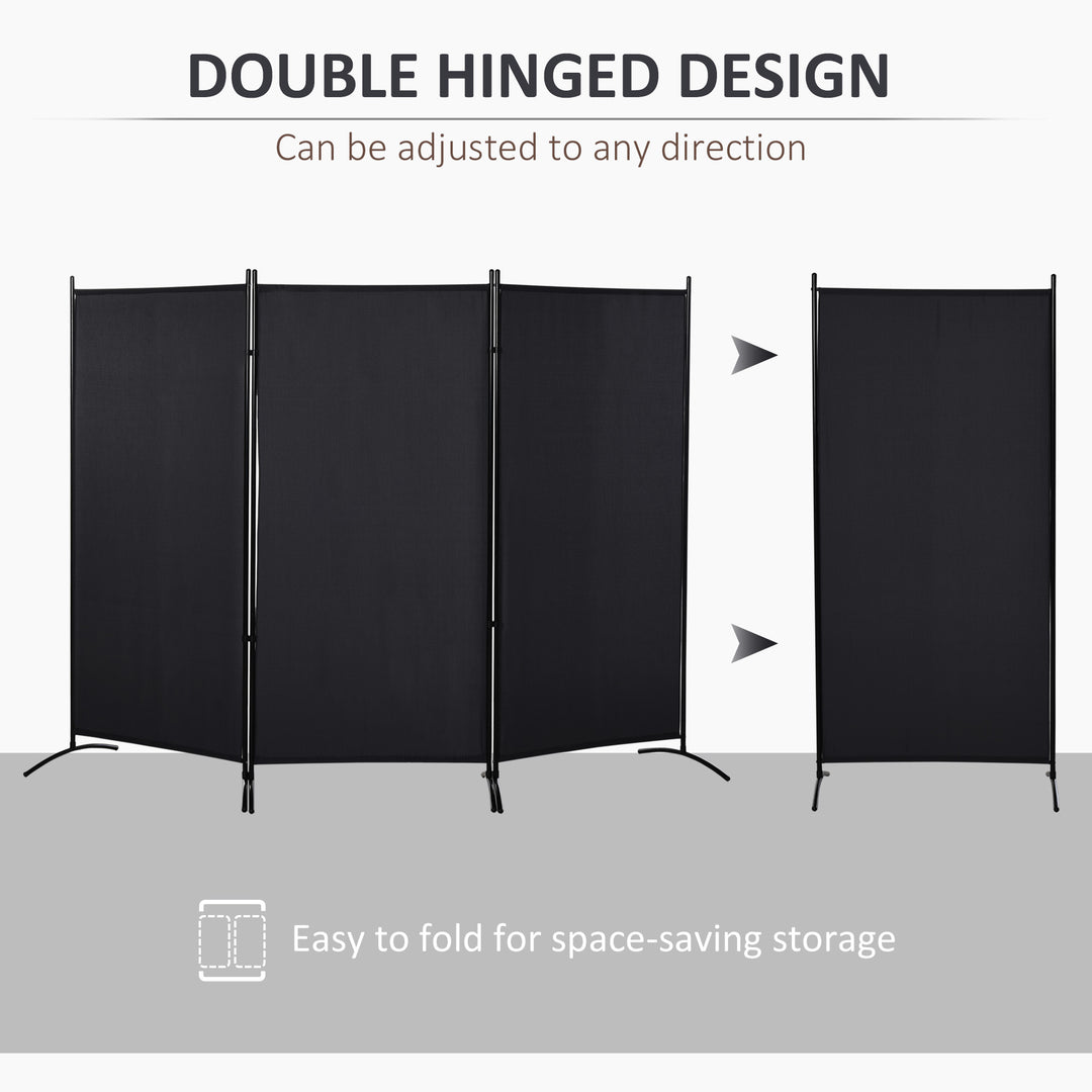 HOMCOM 6' 3 Panel Room Divider, Double Hinged Folding Wall Divider, Indoor Privacy Screen for Home Office, Beige