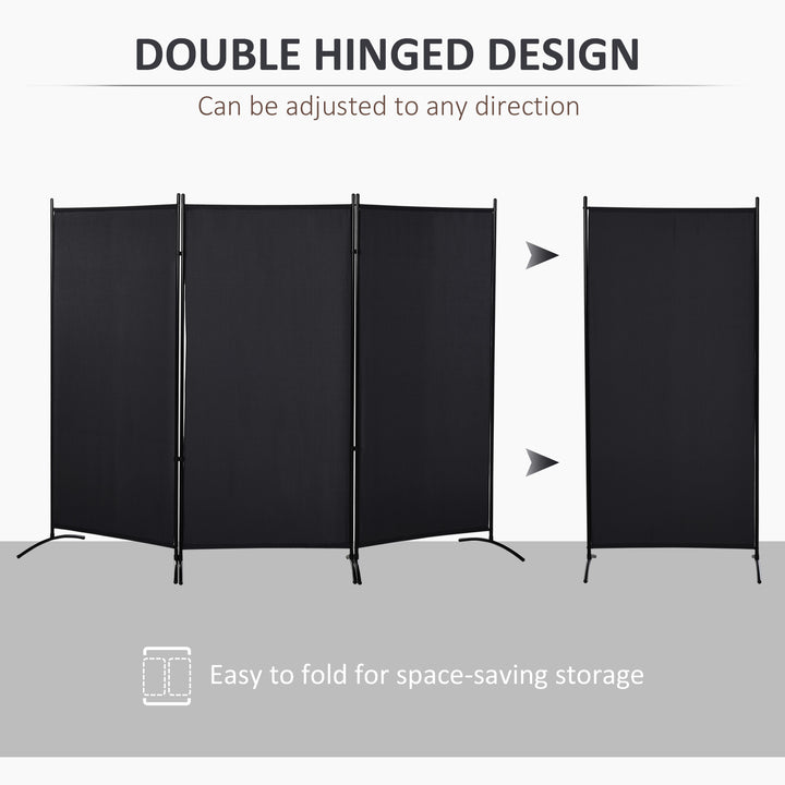 HOMCOM 6' 3 Panel Room Divider, Double Hinged Folding Wall Divider, Indoor Privacy Screen for Home Office, Beige
