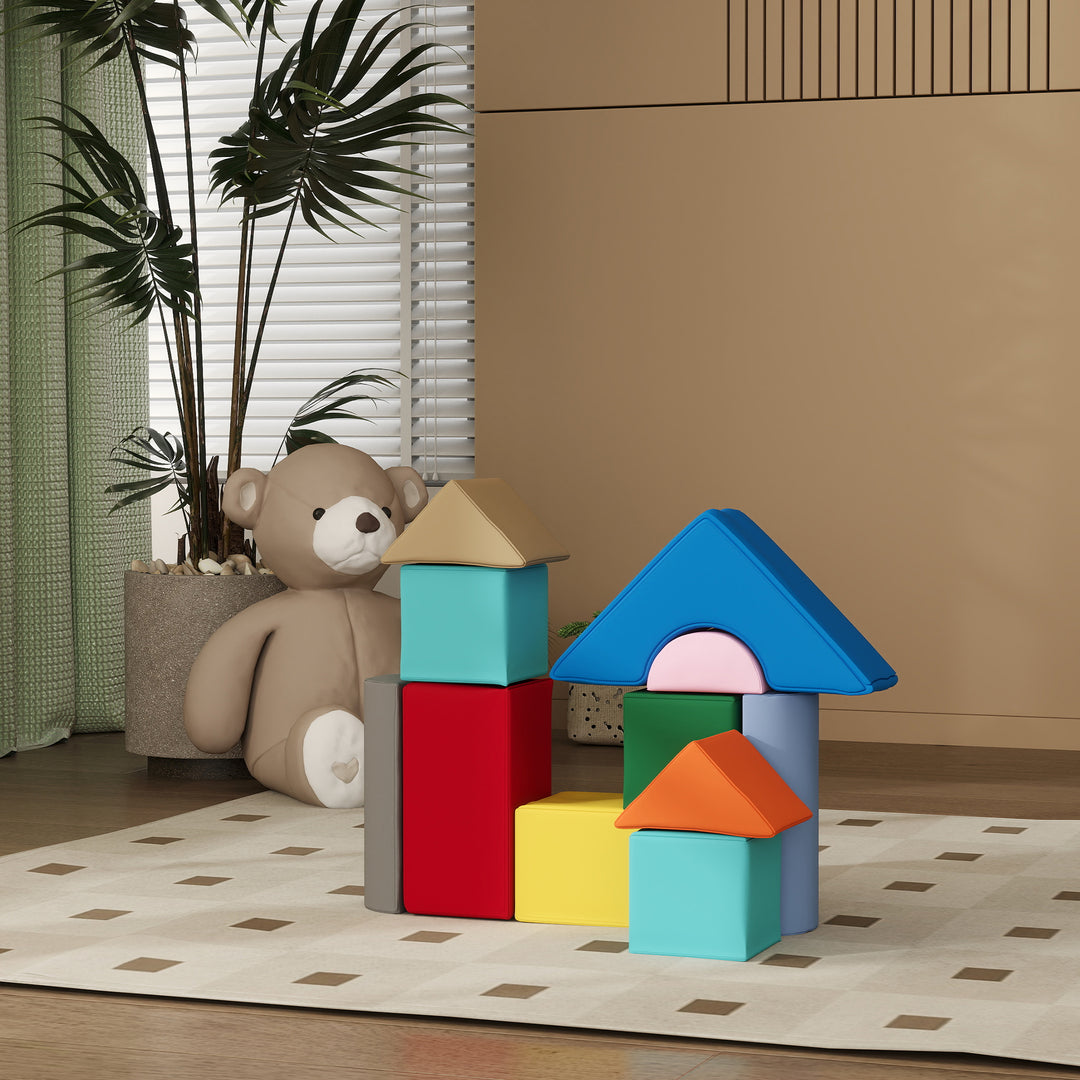 Qaba 11 Piece Soft Play Equipment for Kids 6-72 Months, Dark Colour