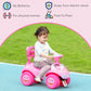 Qaba Toddlers Push Car with Horn, Light, Music, Anti-Over-Backwards Device, Steering Wheel, Under Seat Storage, Pink