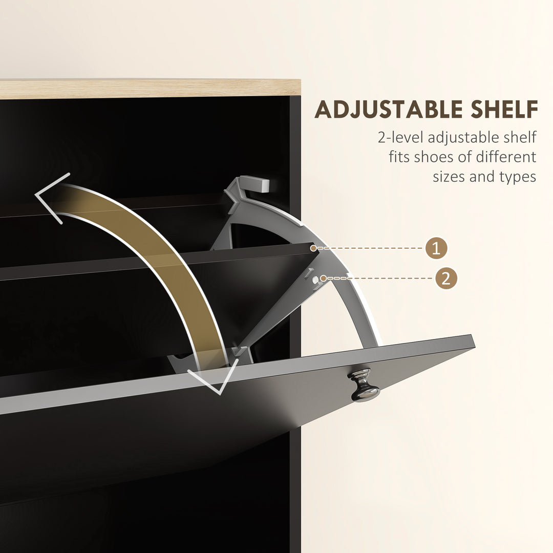 HOMCOM Entryway Shoe Storage Small Modern Flip-Flop Shoe Cabinet with 3 Flip Drawers Adjustable Shelves for 24 Pairs of Shoes, White