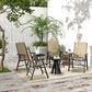 Outsunny 4-Piece Folding Chair Set for Relaxing on Patio Balcony Garden, Comfortable Outdoor Furniture with Armrests, Brown