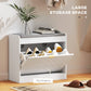 HOMCOM Shoe Storage with Seat, Upholstered Hallway Bench, Shoe Bench with Flip Drawer and Vent for 5 Pairs of Shoes