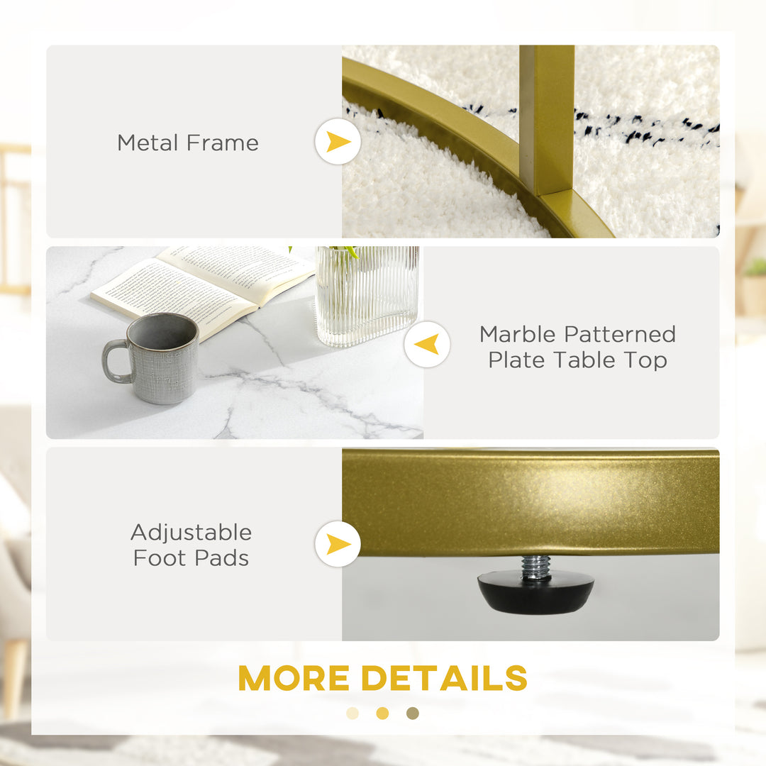 HOMCOM Nesting Tables, 29" Round Coffee Table Set of 2, Modern Side Tables for Living Room with Metal Base, Faux Marbled White