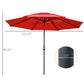 Outsunny 9FT 3 Tiers Patio Umbrella Outdoor Market Umbrella with Crank, Push Button Tilt for Deck, Backyard and Lawn, Sky Blue