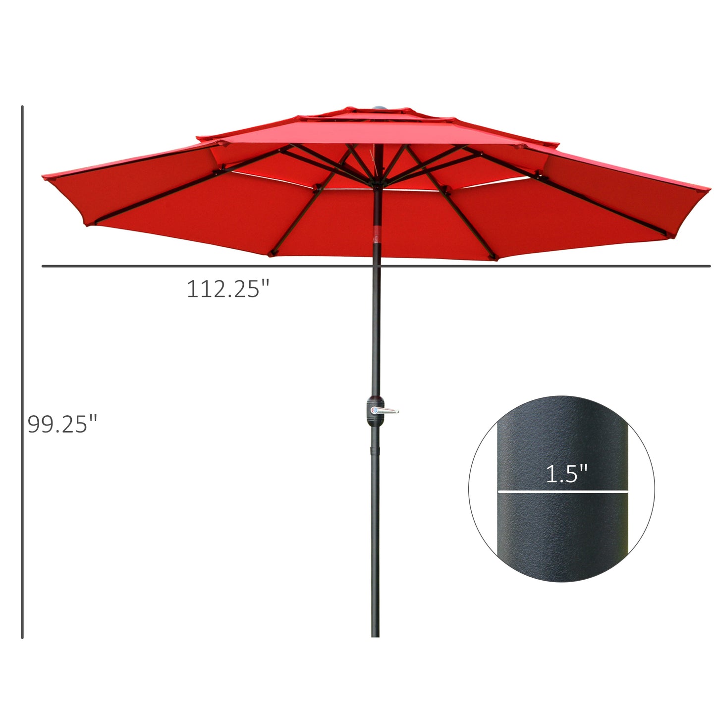 Outsunny 9FT 3 Tiers Patio Umbrella Outdoor Market Umbrella with Crank, Push Button Tilt for Deck, Backyard and Lawn, Sky Blue