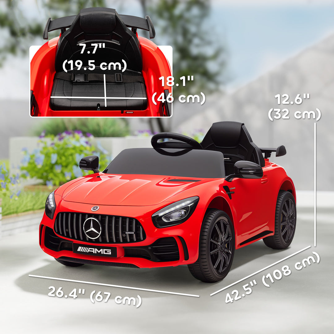 Qaba Mercedes-Benz AMG GTR Licensed 12V Battery Powered Kids Electric Car w/ Remote, Soft Start, Lights, Music Horn, Black