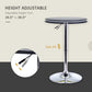 HOMCOM Modern Round Bar Table Adjustment Height Home Pub Bistro Desk Faux Leather Covered Wooden Top Chrome Base Black