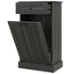HOMCOM Kitchen Tilt Out Trash Bin Cabinet, Free Standing Recycling Cabinet, Trash Can Holder with Drawer, White