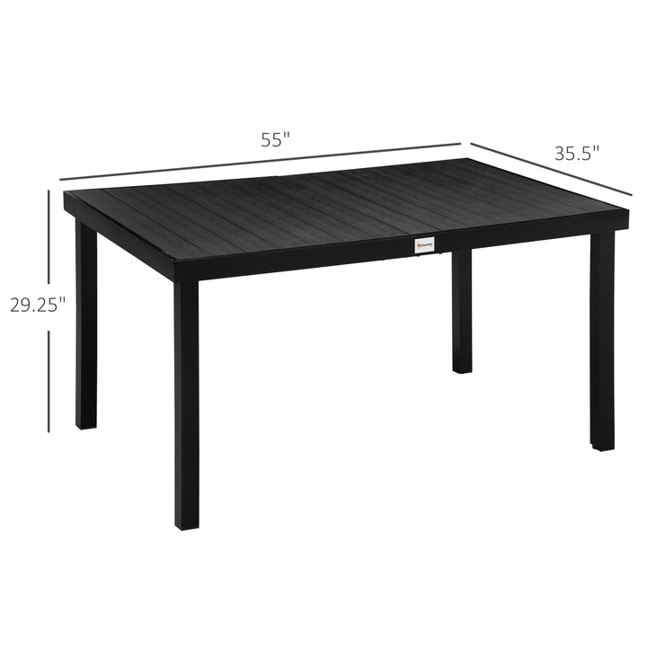 Outsunny Aluminum Outdoor Dining Table for 6, Patio Rectangular Table, 55" L x 35.5" W x 29.25" H, Black