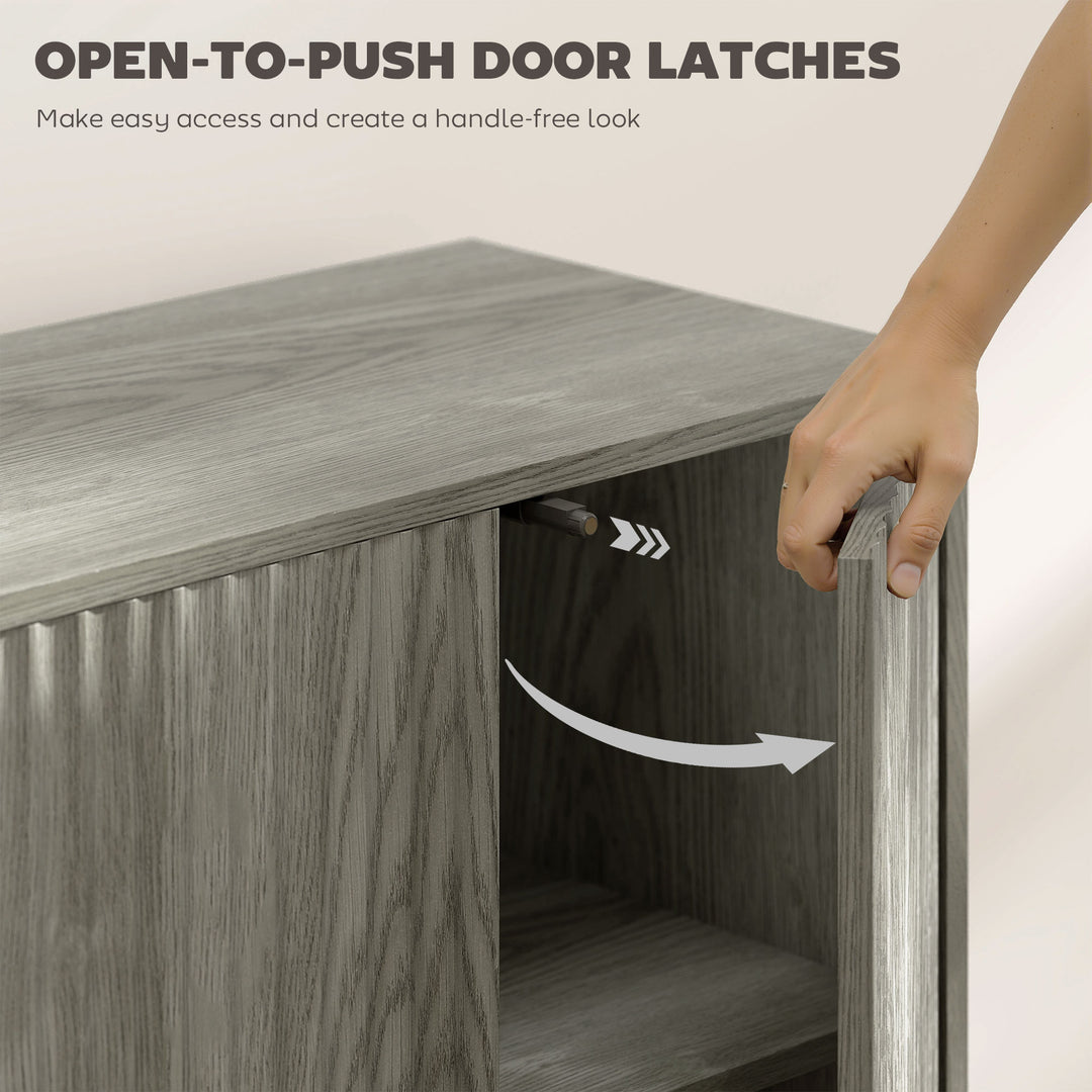 HOMCOM Buffet Cabinet with Storage, Modern Fluted Sideboard with Adjustable Shelves for Dining Room Living Room, Dark Brown