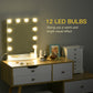 HOMCOM, Hollywood Lighted Makeup Mirror with 12 Dimmable LED Bulbs, 3 Color Lighting Modes, Touch Control Design for Cosmetic Dressing Table, White