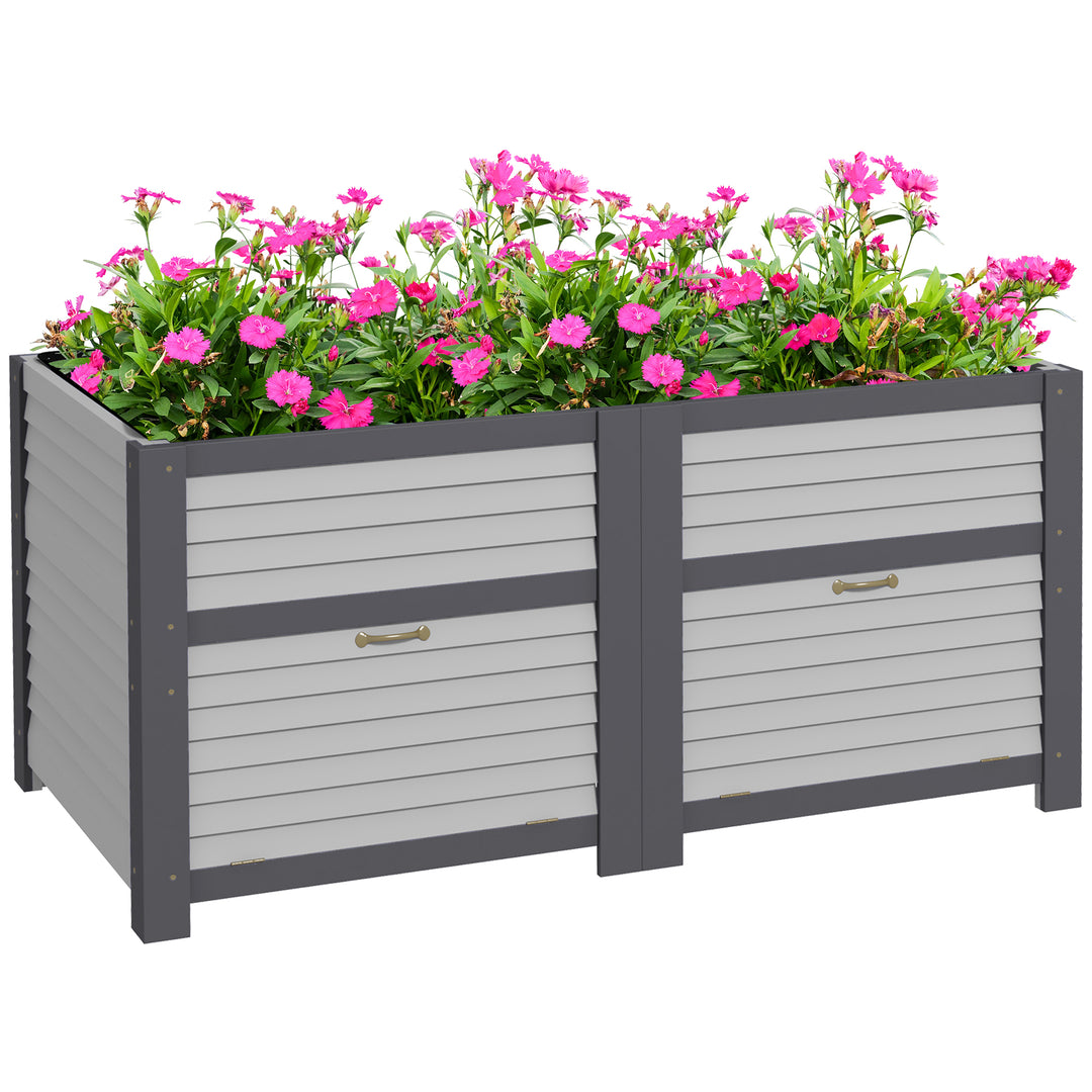 Outsunny Wooden Elevated Planter Box with Storage, 59" x 30" x 29.5" Raised Garden Bed for Vegetables, Flowers, Herbs, Grey