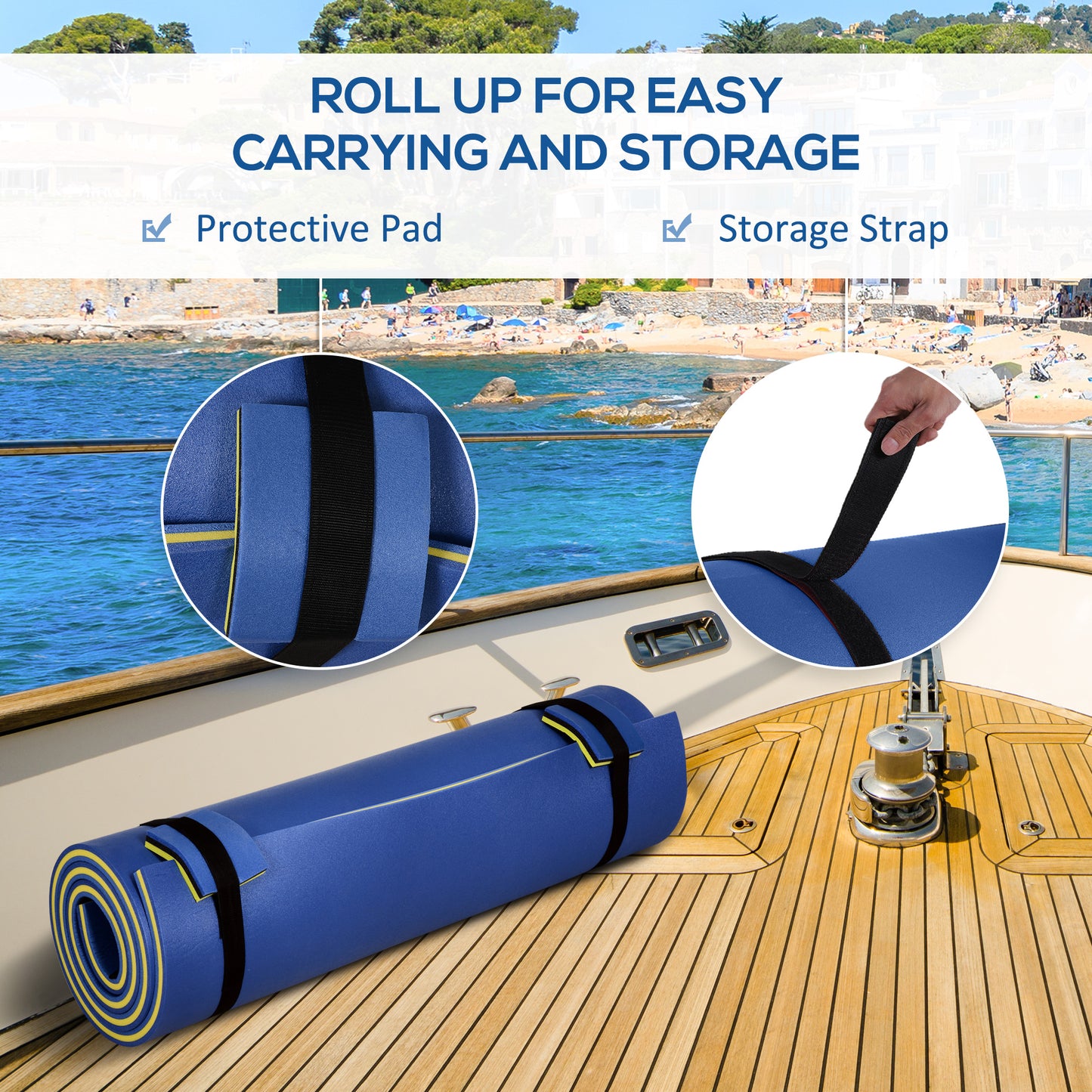 HOMCOM 10' x 5' Roll-Up Pool Float Pad for Lakes, Oceans, & Pools, Water Mat for Playing, Relaxing & Recreation, Yellow