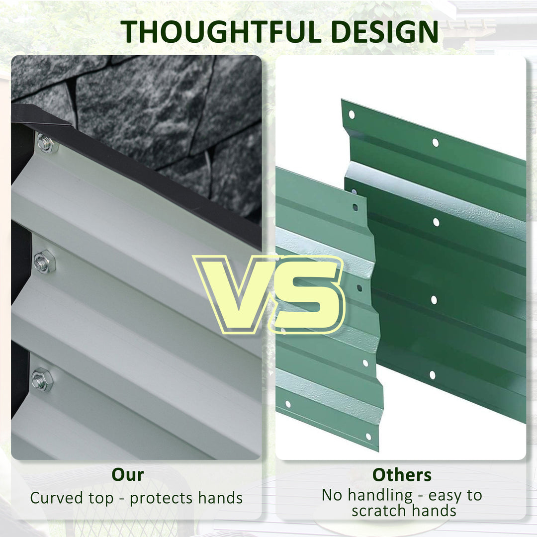 Outsunny 4' x 4' x 1' Raised Garden Bed Galvanized Steel Planter Box for Vegetables, Flowers, Herbs, Green