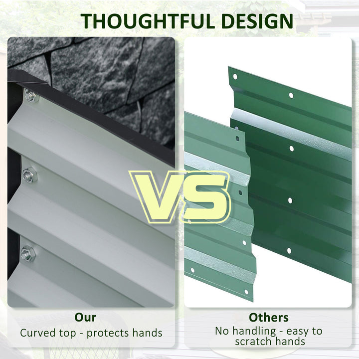 Outsunny 4' x 4' x 1' Raised Garden Bed Galvanized Steel Planter Box for Vegetables, Flowers, Herbs, Green