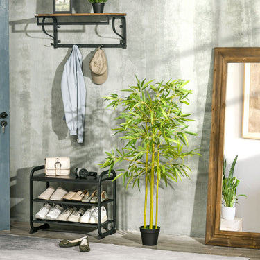 HOMCOM 5FT Artificial Bamboo Tree Faux Decorative Plant in Nursery Pot for Indoor Décor