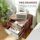 HOMCOM Side Table with Drawers, Nightstand, Bedside Table, Sofa End Table, for Bedroom, Brown