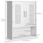kleankin Modern Wall Mount Bathroom Cabinet, Storage Organizer with 2 Door Cabinet and Open Shelf, White