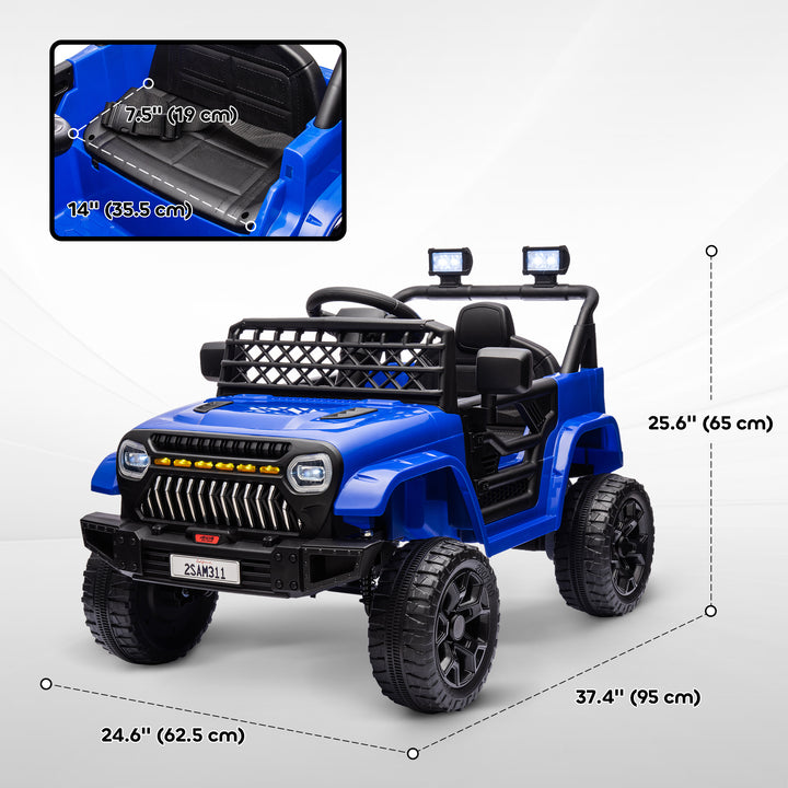 Qaba 12V Ride on Truck, Electric Car for Kids with Remote Control, Suspension, 3 Speeds, USB Music Headlights, Dark Blue