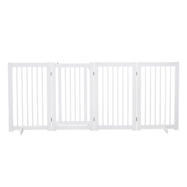 PawHut 4 Panel Foldable Free Standing Pet Gate with Support Feet for Medium and Large Dogs, for Stairway, Doorway, Hallway