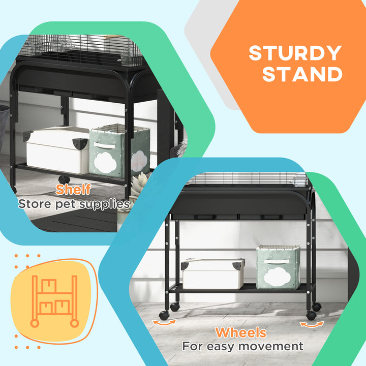 PawHut 51" Bird Cage for Budgies Canaries Finches Lovebirds Parakeets with Rolling Stand, Toys, Black