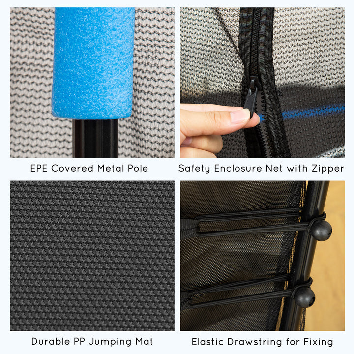 Soozier 63" Kids Trampoline Mini Indoor Bouncer Jumper with Enclosure Net Elastic Thick Padded Pole Gift for Child Toddler Age 3-10 Years Old Blue