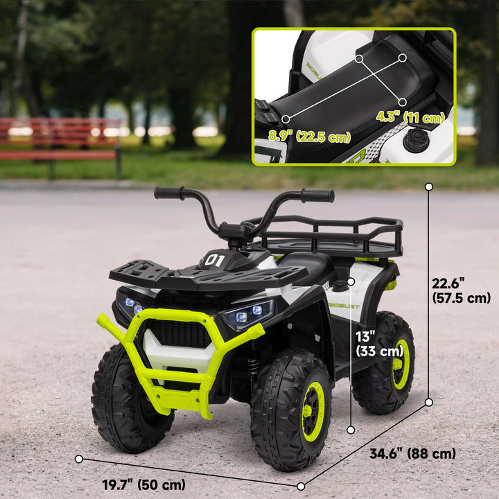Qaba Kids ATV, 12V Battery Powered Electric Ride on Toy w/ Spring Suspension, Storage Basket, High & Low Speed, Green